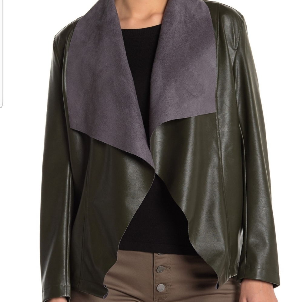 Tahari – Faux Leather Moto Jacket